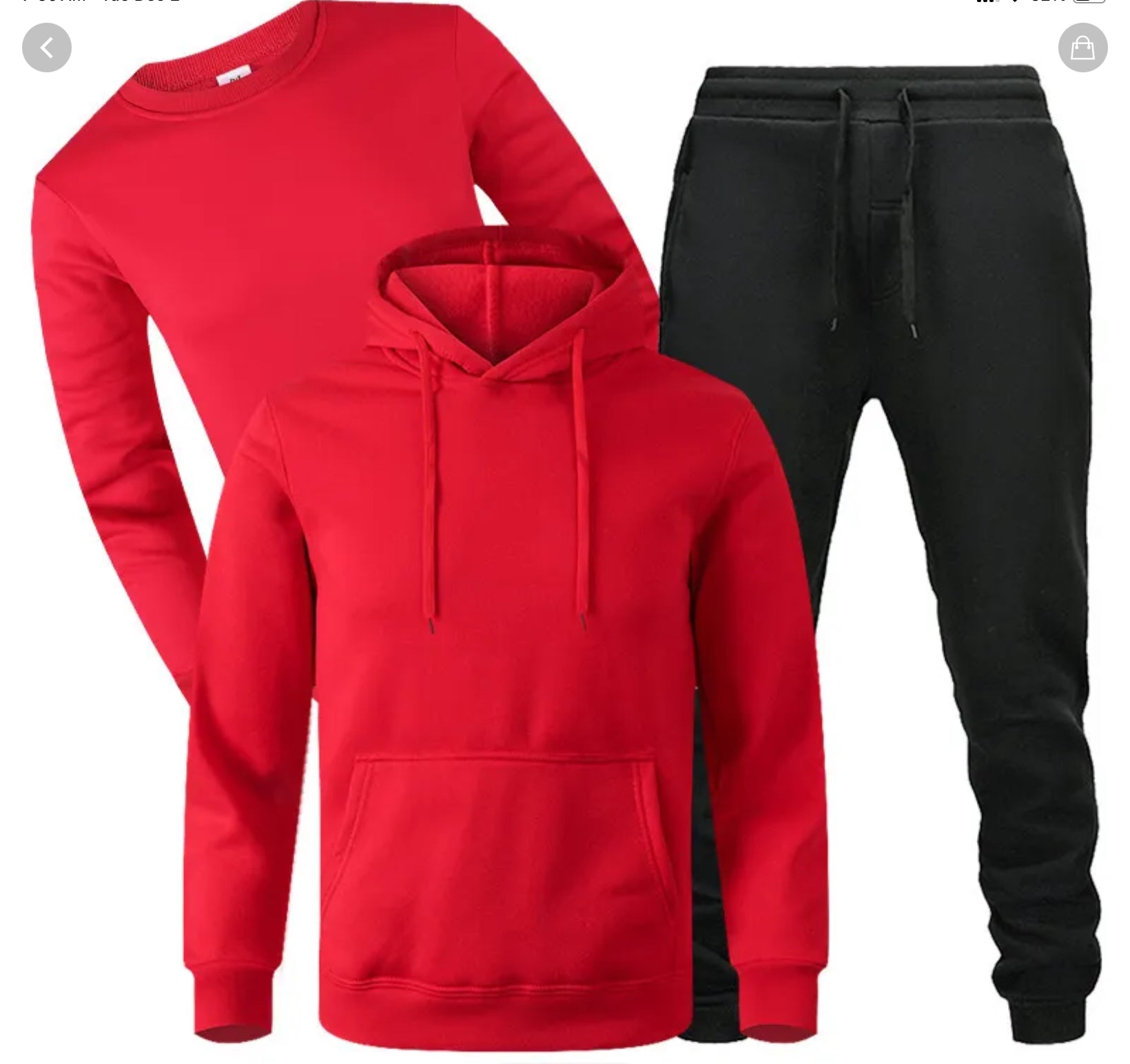 Men’s Casual Sport Long Sleeve Sweatshirts Hooded Coat Pants Three-sets