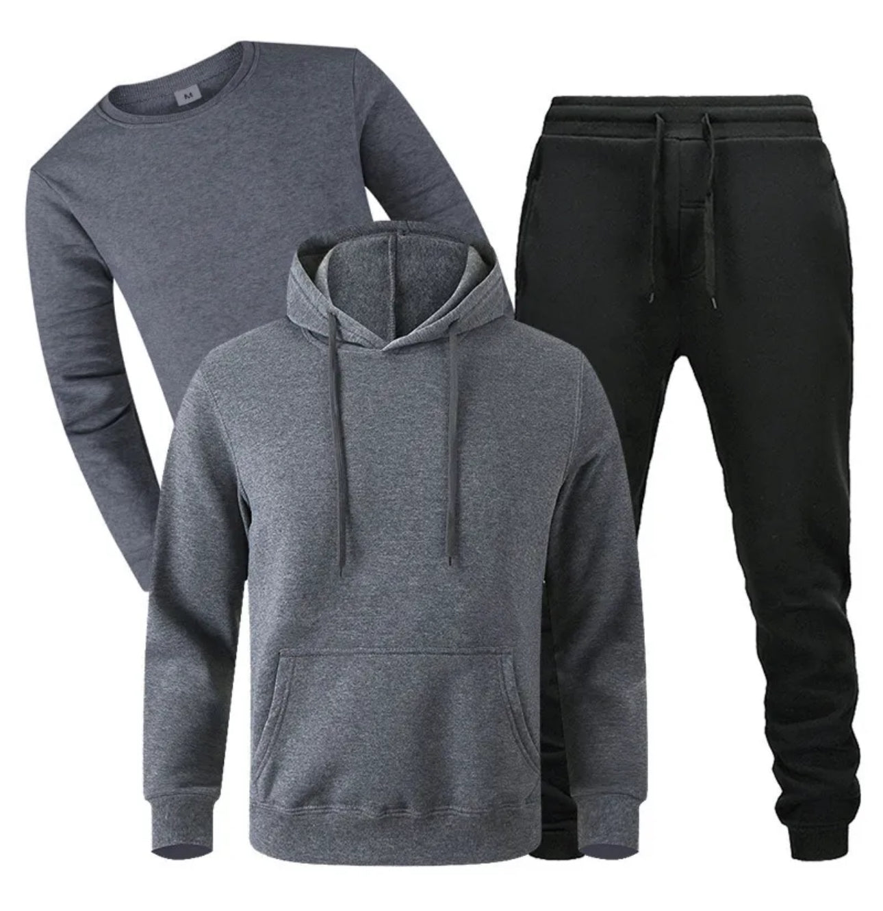 Men’s Casual Sport Long Sleeve Sweatshirts Hooded Coat Pants Three-sets