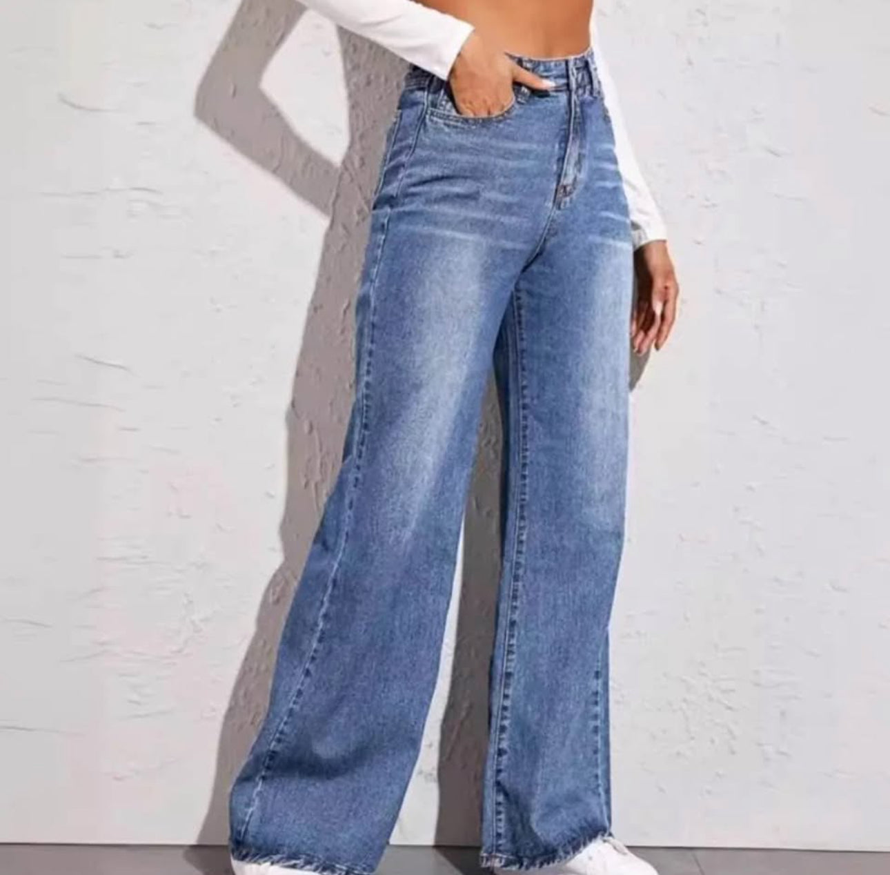 High waisted Loose denim pants