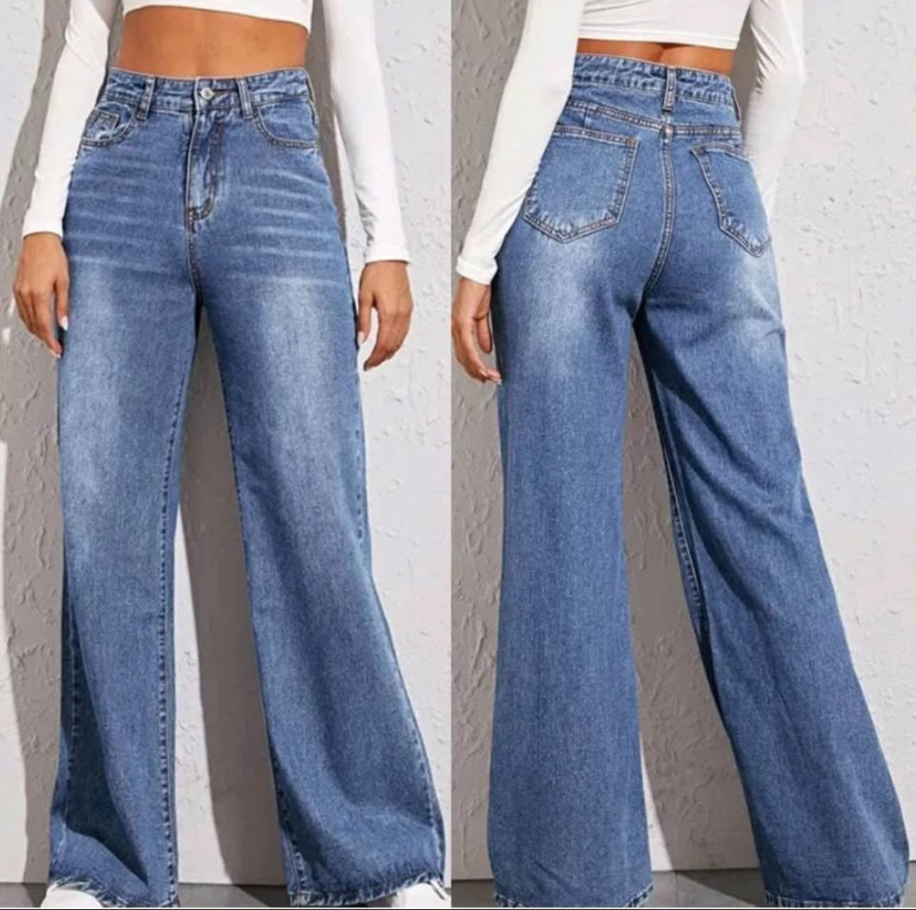 High waisted Loose denim pants