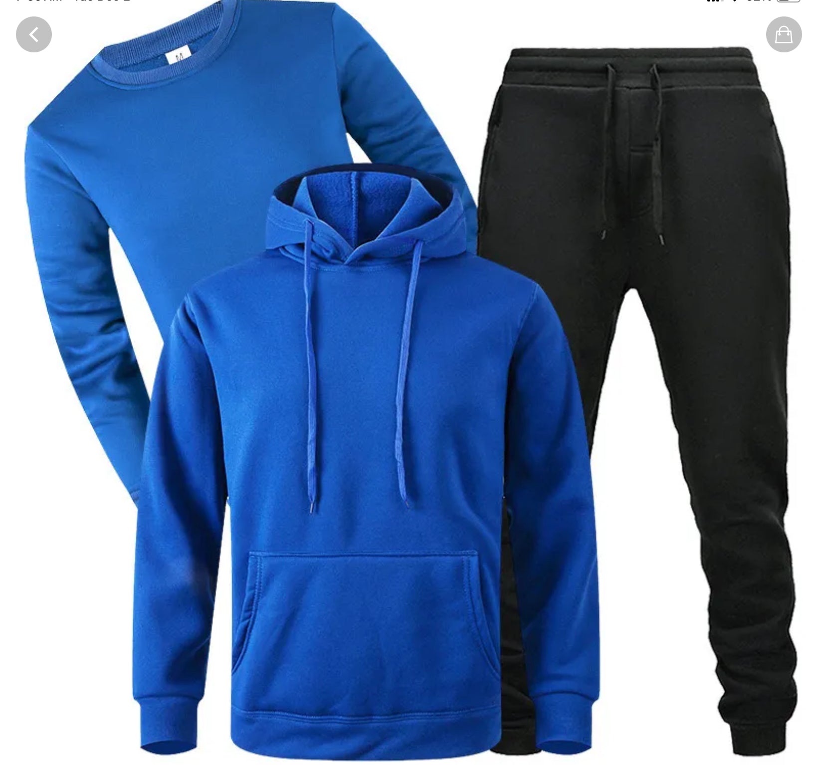 Men’s Casual Sport Long Sleeve Sweatshirts Hooded Coat Pants Three-sets