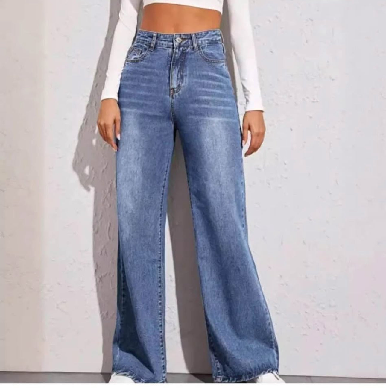 High waisted Loose denim pants